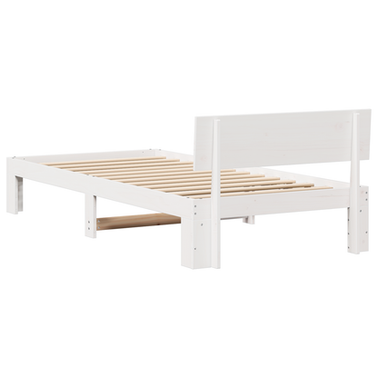 Bedframe met Hoofdbord Wit 100x200 cm Massief Grenenhout