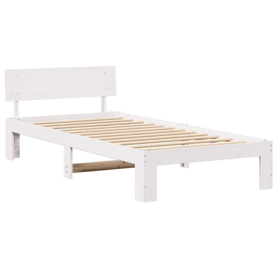 Bedframe met hoofdeinde wit 80x200 cm van massief grenenhout