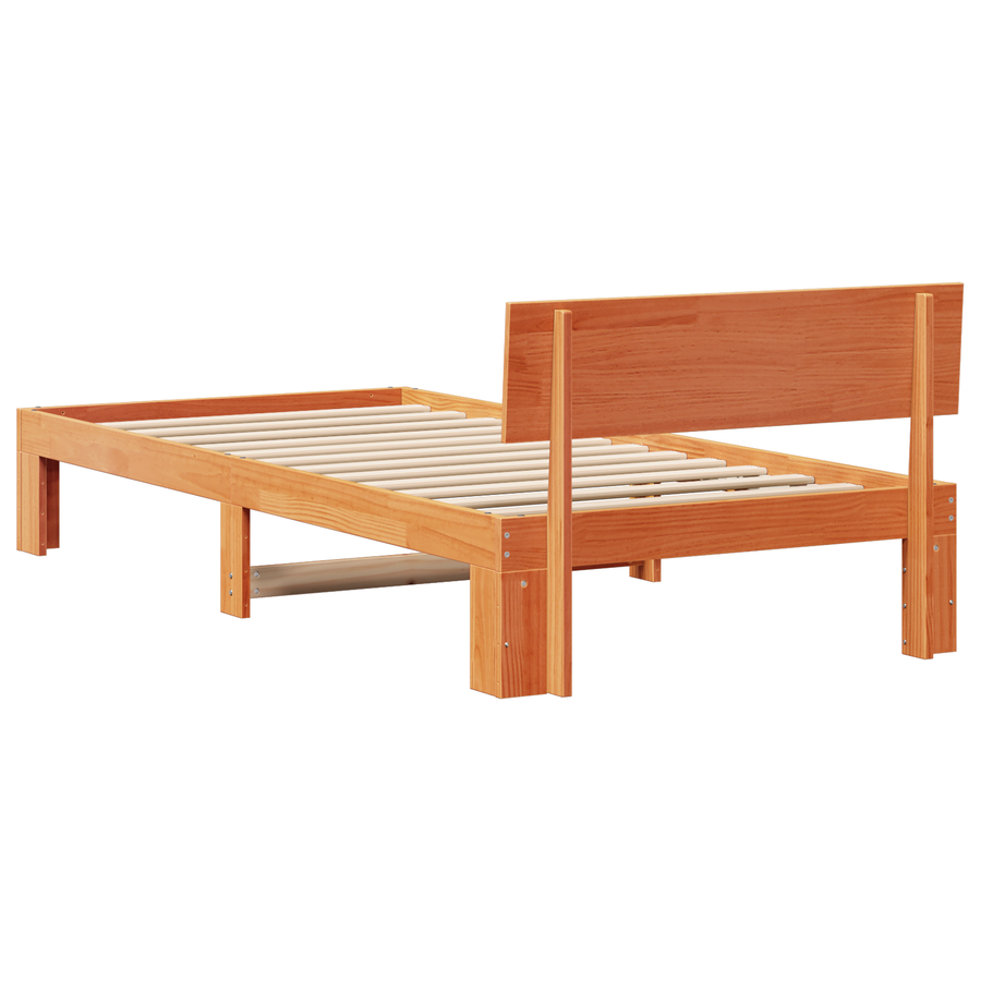 Bedframe met Hoofdbord Wasbruin 80x200 cm Massief Grenenhout