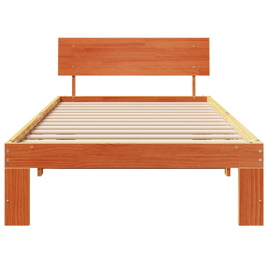 Bedframe met Hoofdbord Wasbruin 80x200 cm Massief Grenenhout