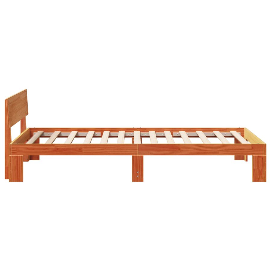 Bedframe met Hoofdbord Wasbruin 80x200 cm Massief Grenenhout