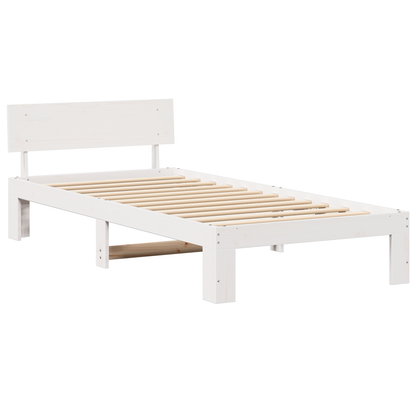 Bedframe met Hoofdbord Wit 90x190 cm van Massief Grenenhout
