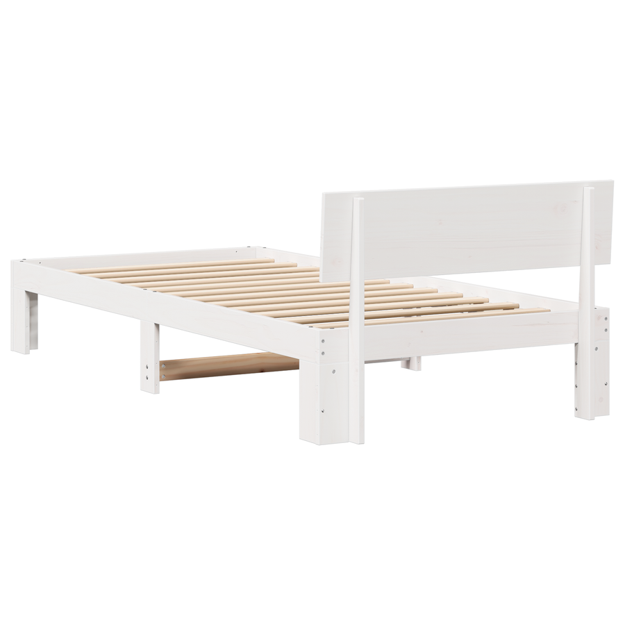 Bedframe met Hoofdbord Wit 90x190 cm van Massief Grenenhout