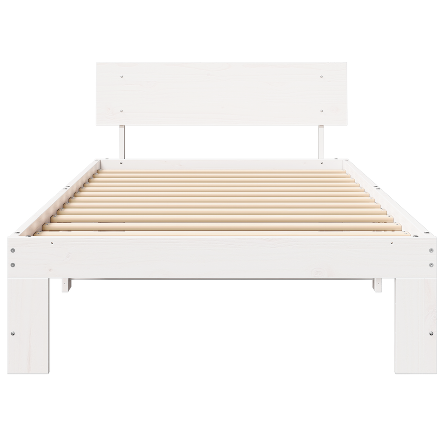 Bedframe met Hoofdbord Wit 90x190 cm van Massief Grenenhout