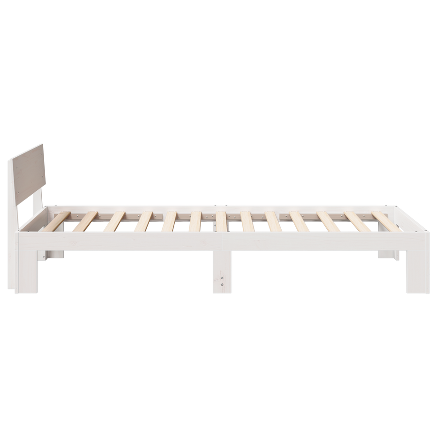 Bedframe met Hoofdbord Wit 75x190 cm Massief Grenenhout