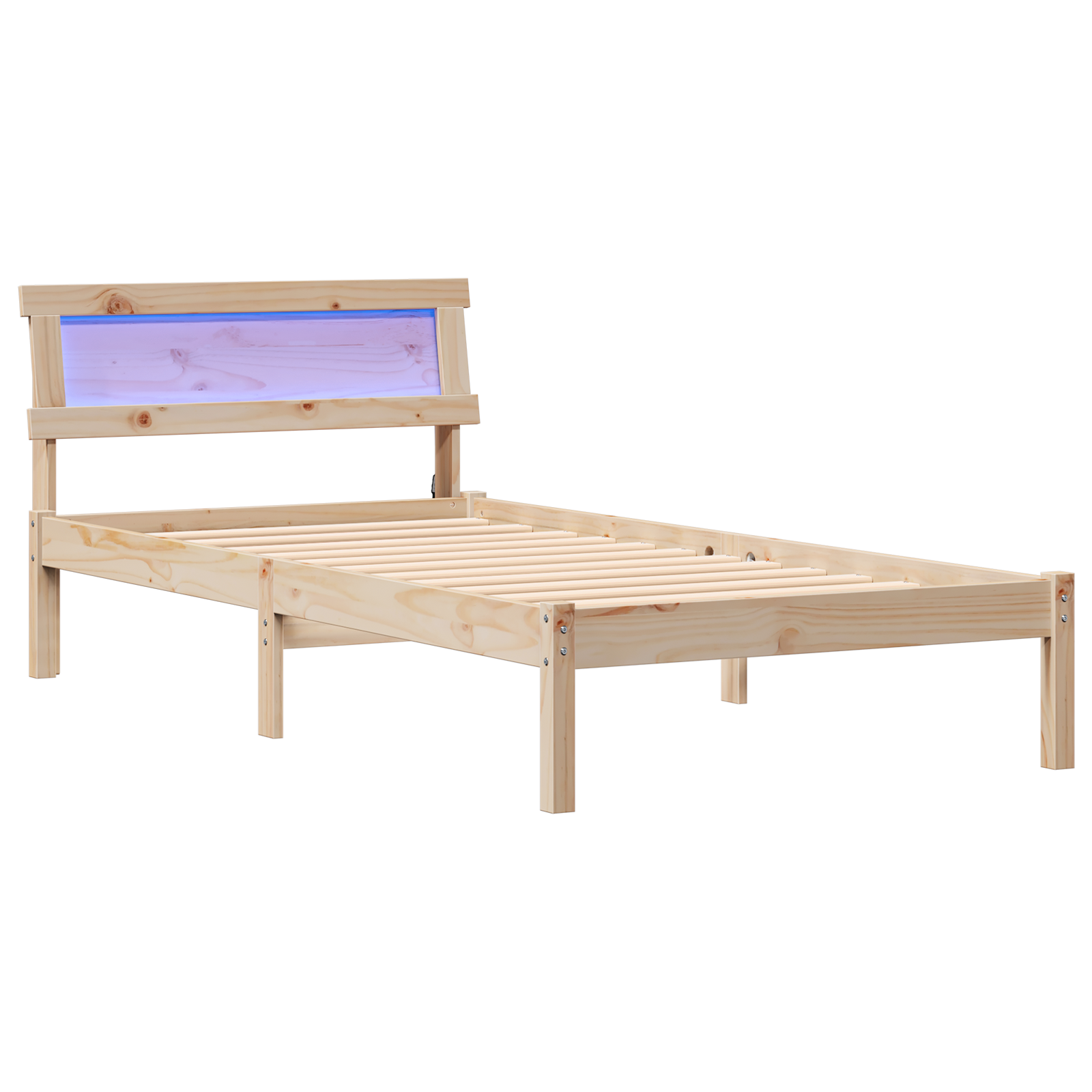 Bedframe met Hoofdbord & LED 80x200 cm Massief Grenenhout