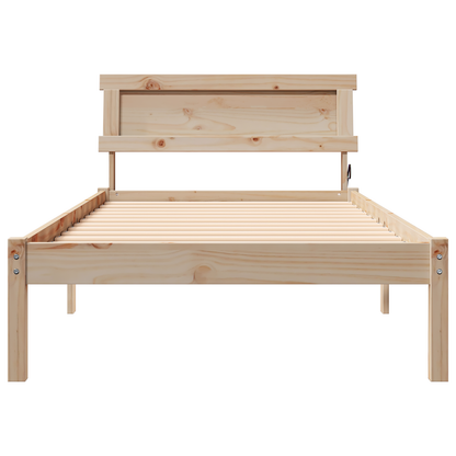 Bedframe met Hoofdbord & LED 80x200 cm Massief Grenenhout