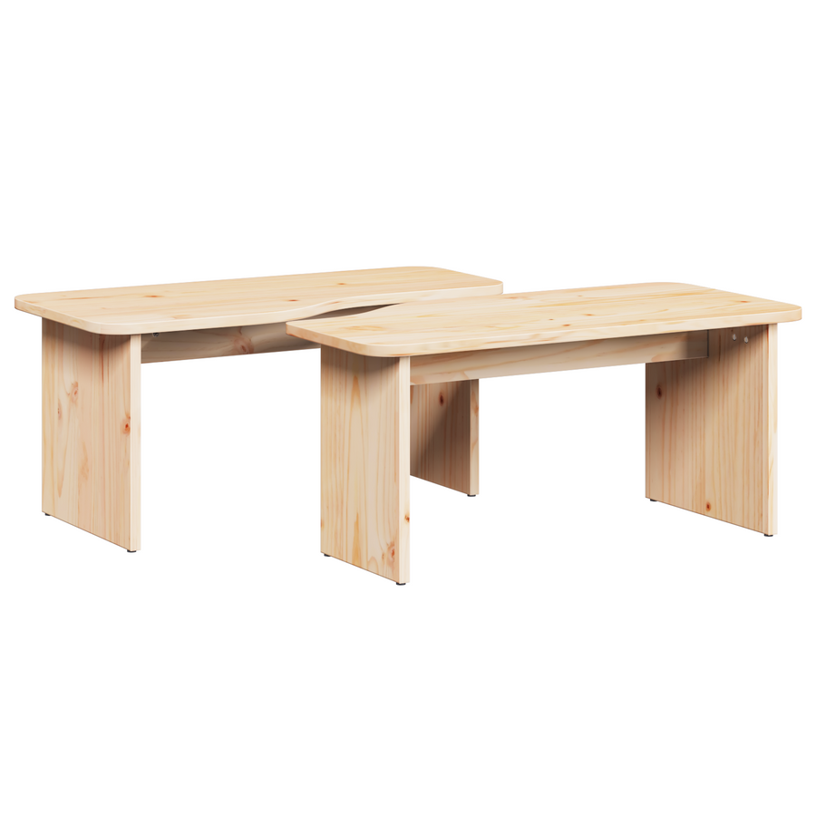 Salontafel 2 pcs Natuurlijk 100 x 69 x 35.5 cm