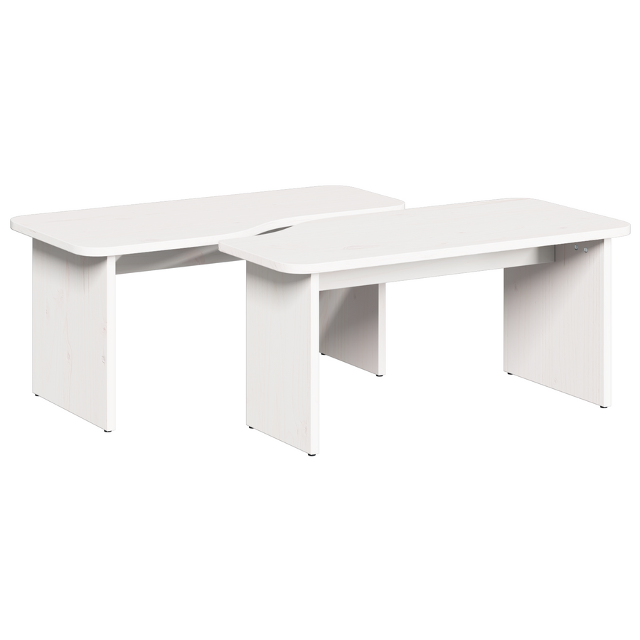 Salontafel 2 pcs Wit 100 x 69 x 35.5 cm Massief grenenhout