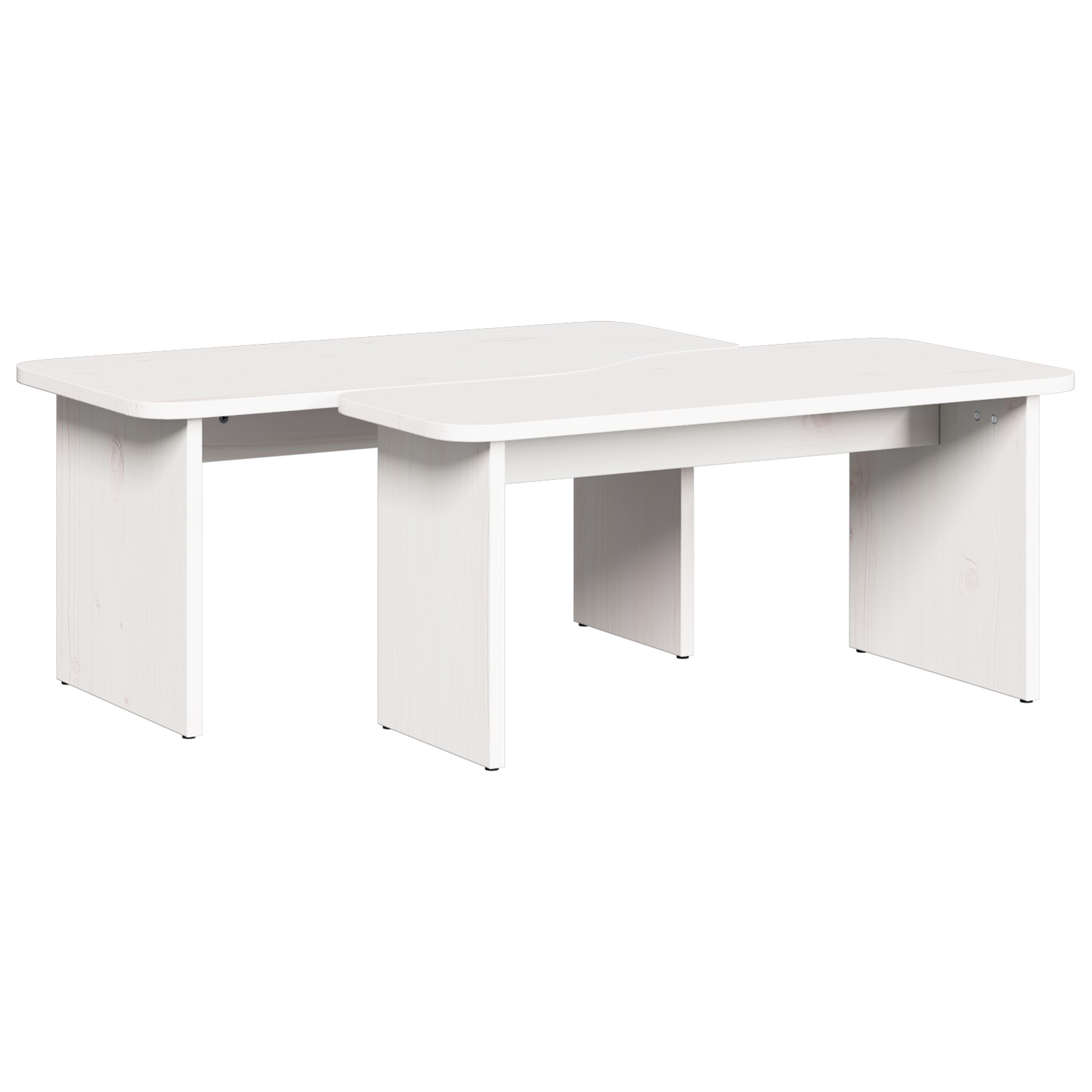 Salontafel 2 pcs Wit 100 x 69 x 35.5 cm Massief grenenhout