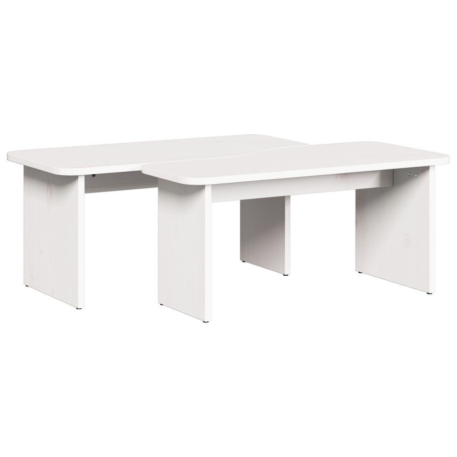 Salontafel 2 pcs Wit 100 x 69 x 35.5 cm Massief grenenhout