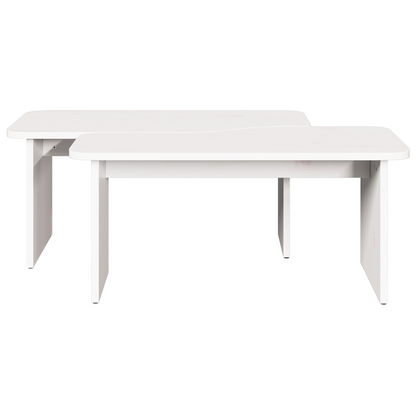 Salontafel 2 pcs Wit 100 x 69 x 35.5 cm Massief grenenhout