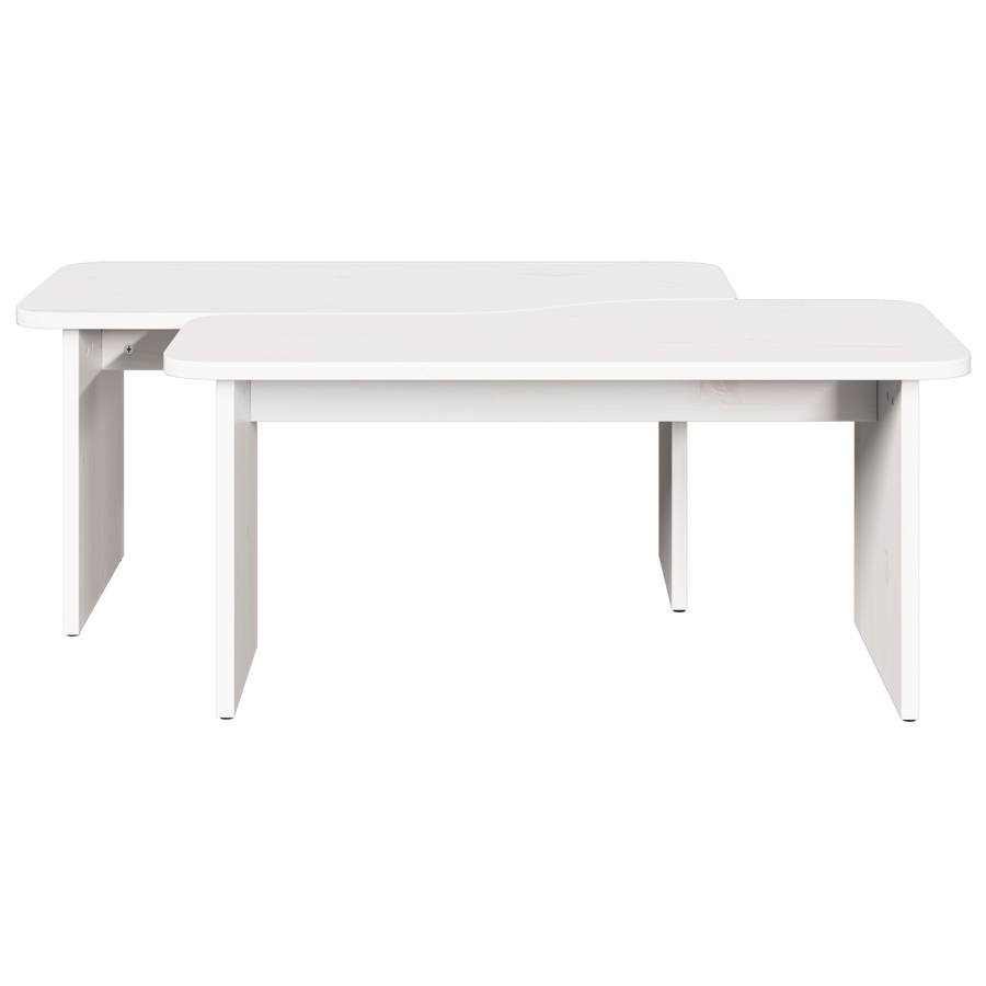 Salontafel 2 pcs Wit 100 x 69 x 35.5 cm Massief grenenhout