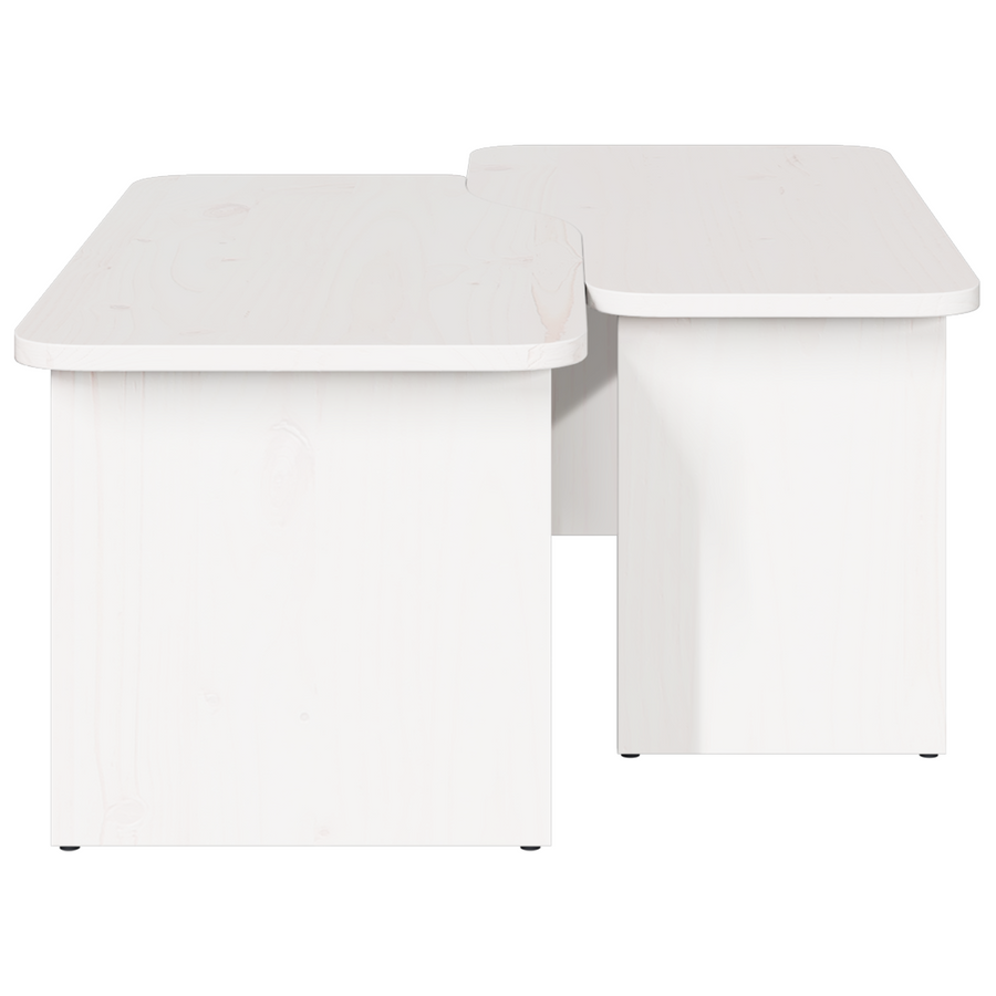 Salontafel 2 pcs Wit 100 x 69 x 35.5 cm Massief grenenhout