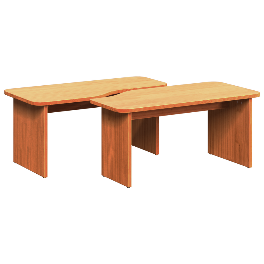 Salontafel 2 pcs Wasbruin 100 x 69 x 35.5 cm Massief grenenhout