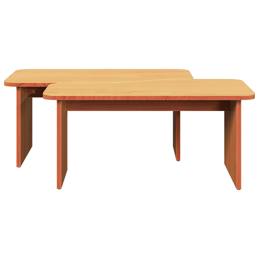 Salontafel 2 pcs Wasbruin 100 x 69 x 35.5 cm Massief grenenhout