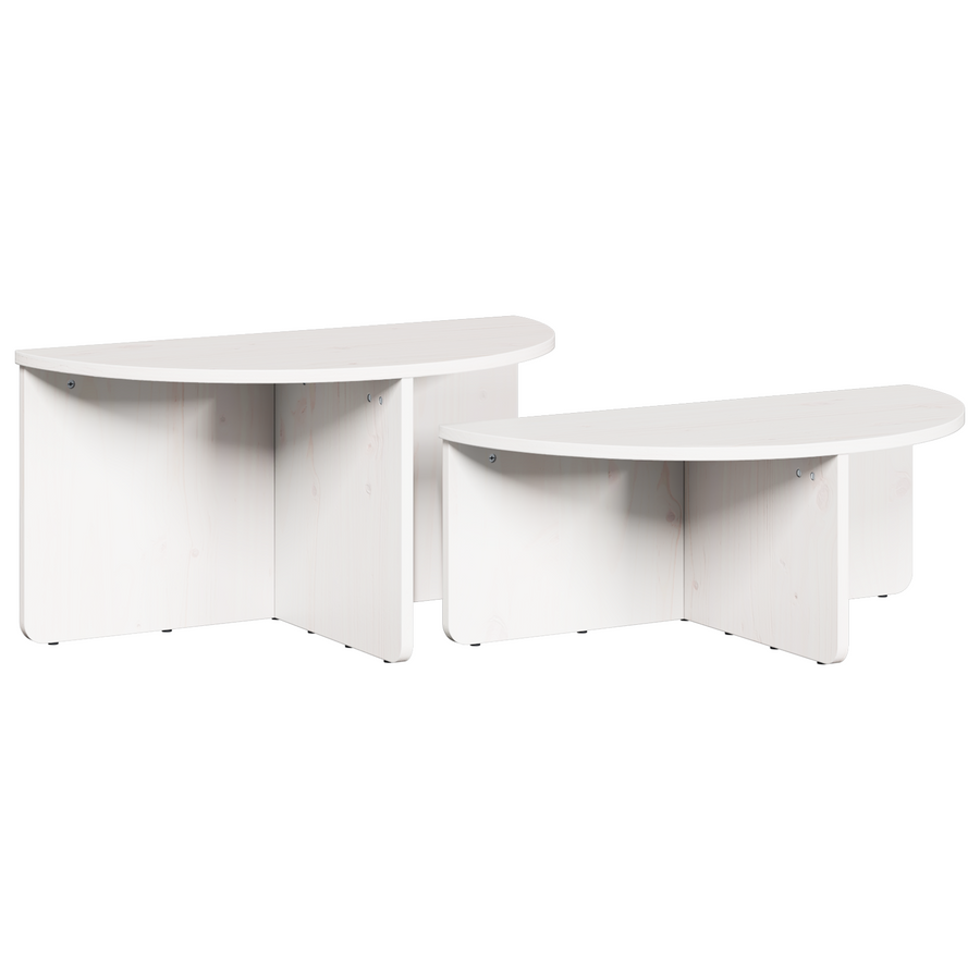 Salontafel 2 pcs Wit 79 x 39.5 x 40 cm Massief grenenhout