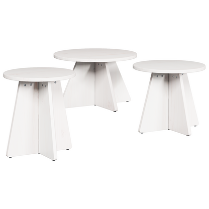 Koffietafel Set 3 pcs Wit 49 x 49 x 30 cm Massief grenenhout