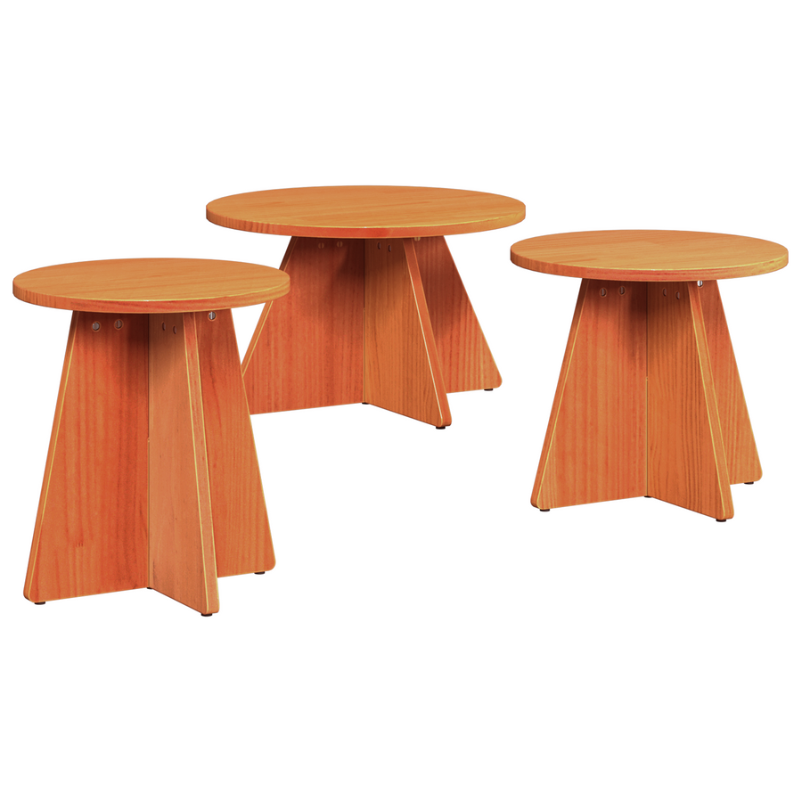 Salontafel 3 pcs Wasbruin 49 x 49 x 30 cm Massief grenenhout