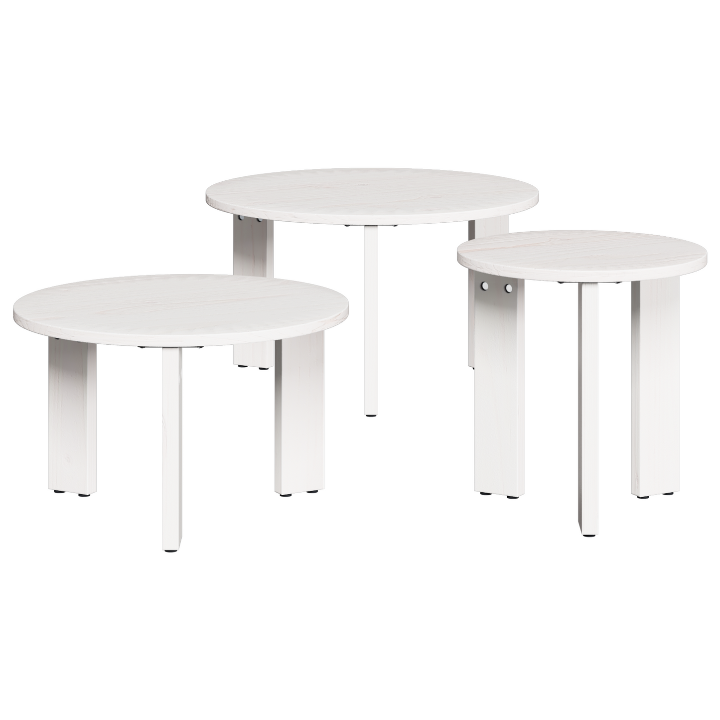 Koffietafel Set 3 pcs Wit 47.5 x 47.5 x 27 cm