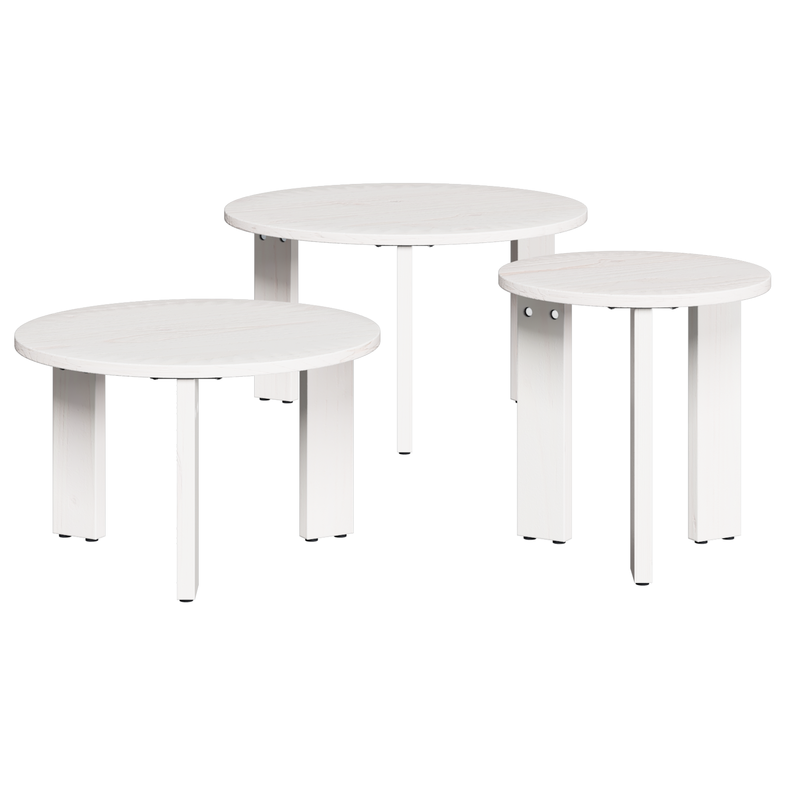 Koffietafel Set 3 pcs Wit 47.5 x 47.5 x 27 cm