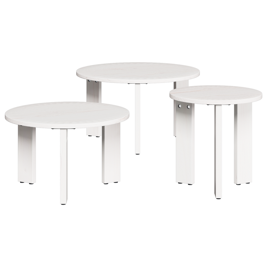 Koffietafel Set 3 pcs Wit 47.5 x 47.5 x 27 cm