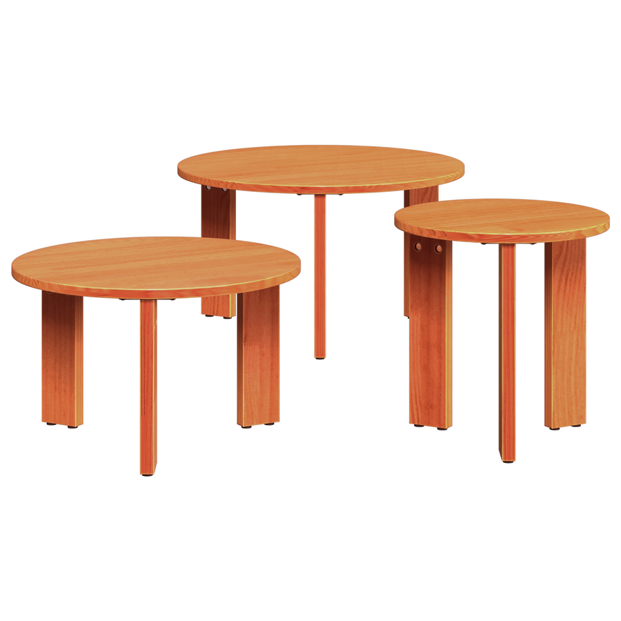 Koffietafel Set 3 pcs Wasbruin 47.5 x 47.5 x 27 cm