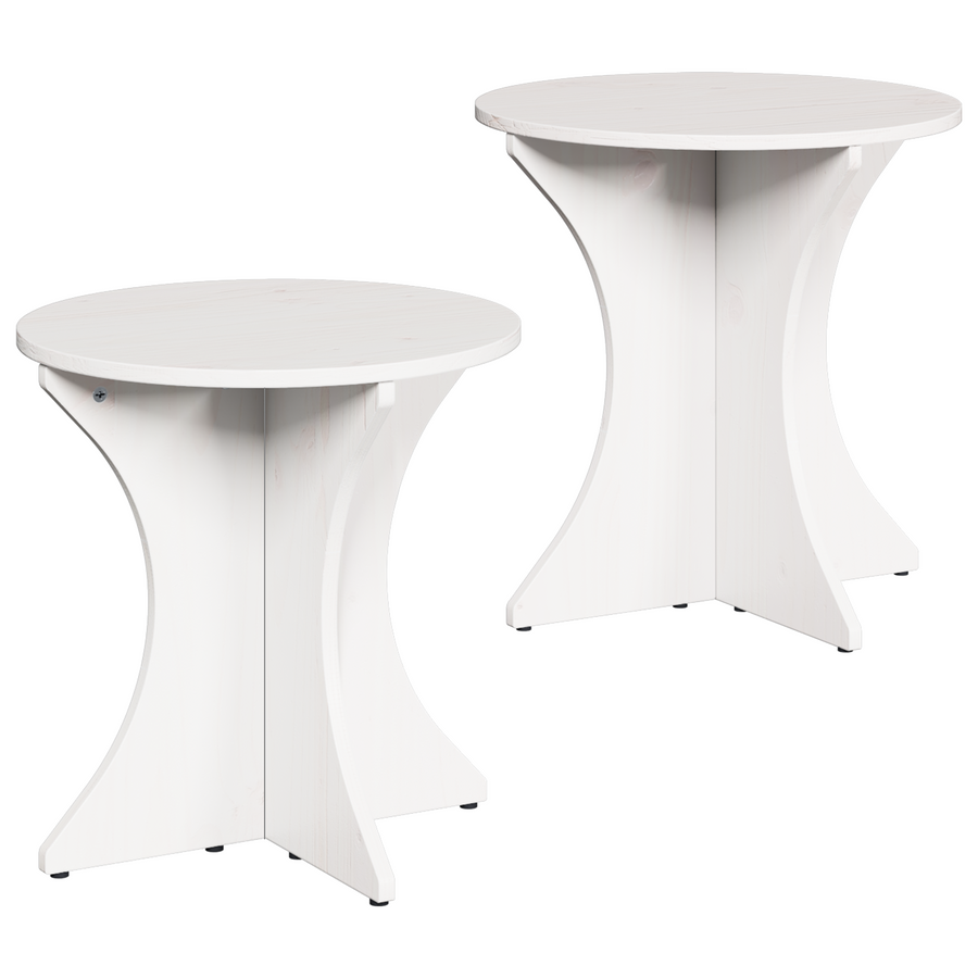 Koffietafel Set 2 pcs Wit 46 x 46 x 47 cm Massief grenenhout
