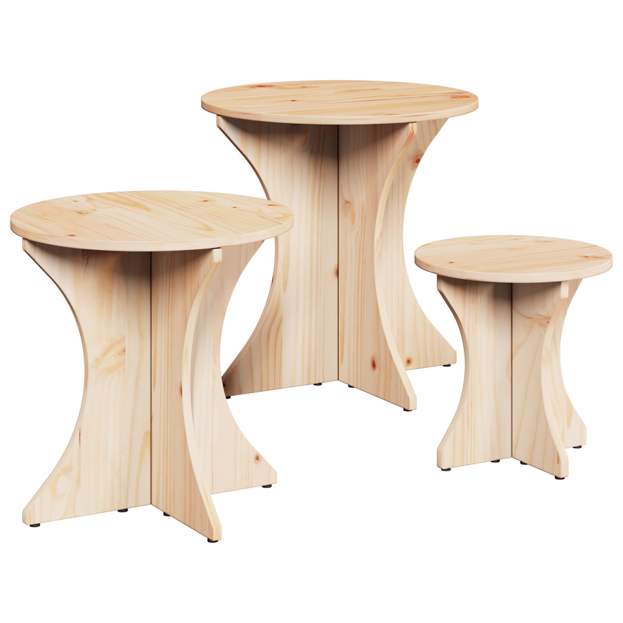 Salontafel 3 pcs Natuurlijk 46 x 46 x 47 cm Massief grenenhout