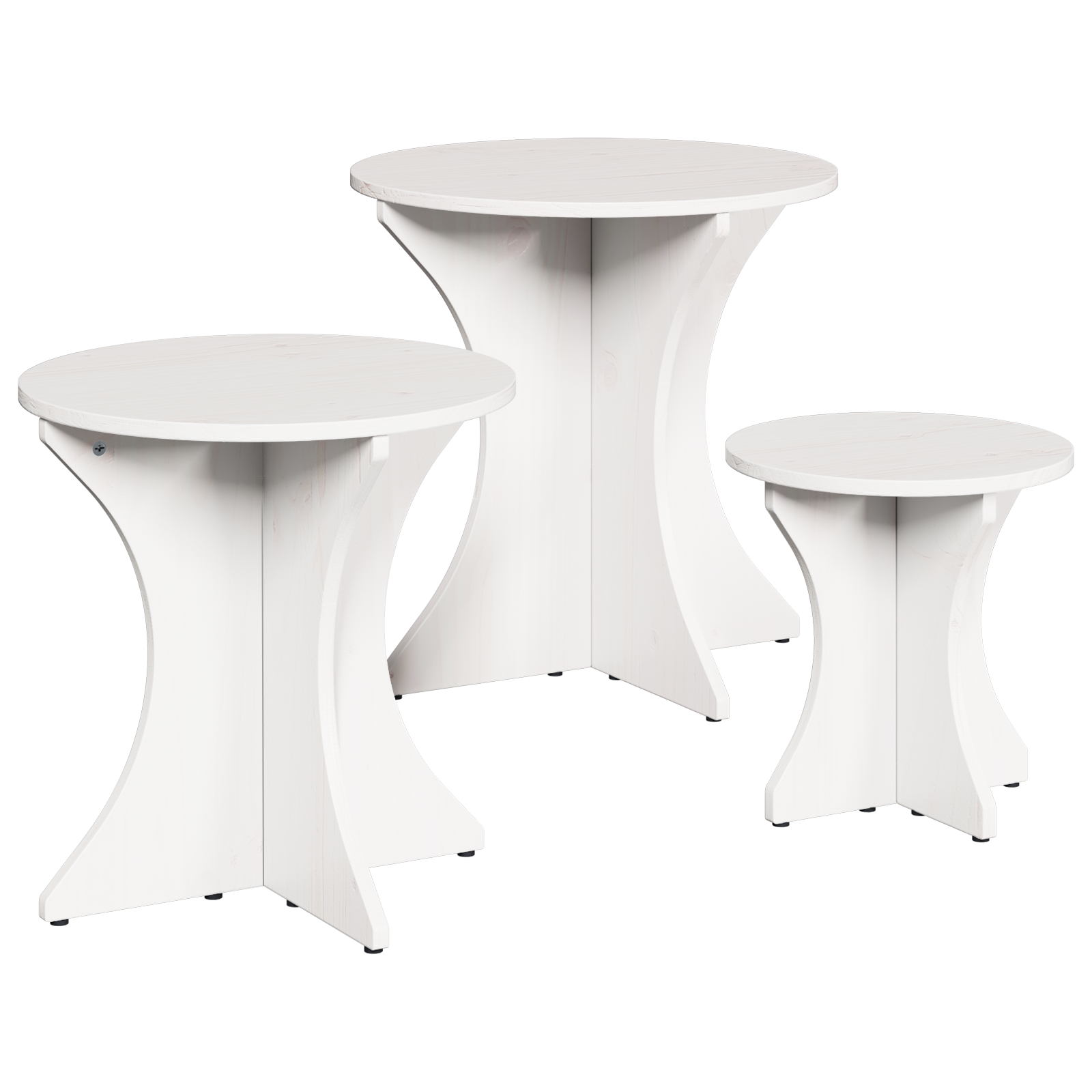 Koffietafel Set 3 pcs Wit 46 x 46 x 47 cm Massief grenenhout