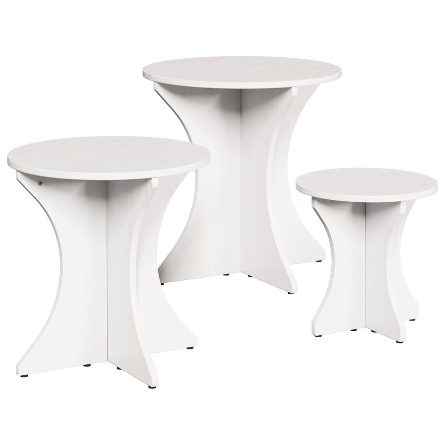 Koffietafel Set 3 pcs Wit 46 x 46 x 47 cm Massief grenenhout