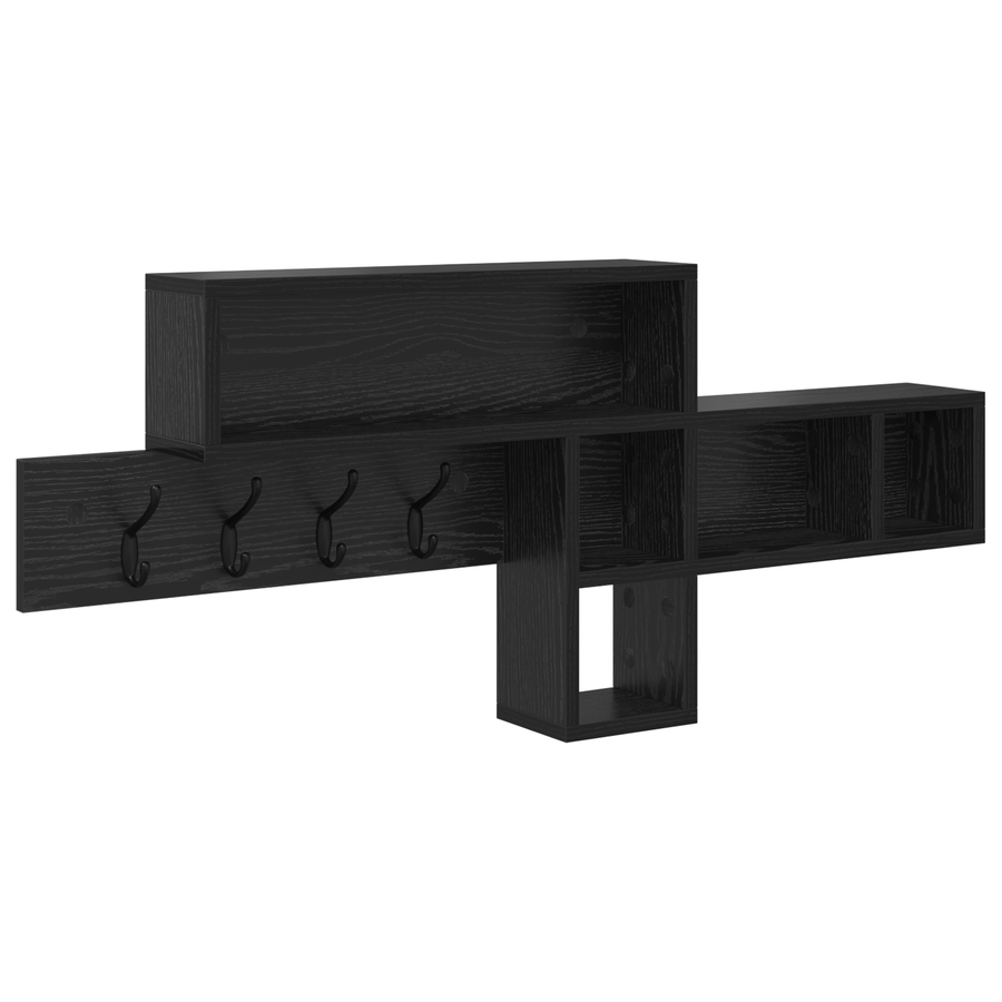Wandgemonteerde kapstok Zwart eiken 100 x 12 x 43.5 cm