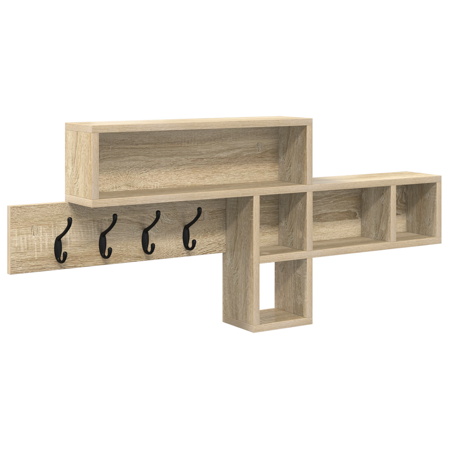 Wandgemonteerde kapstok Sonoma eiken 100 x 12 x 43.5 cm