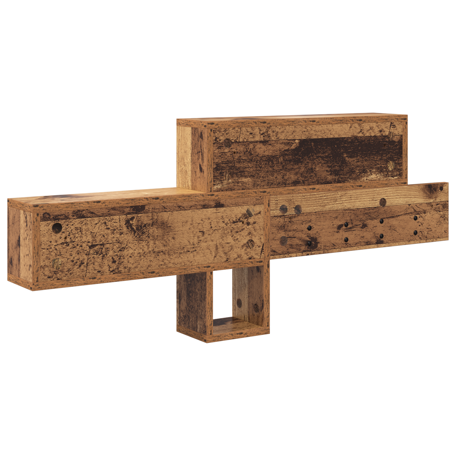 Wandgemonteerde kapstok met plank met opslag Oude hout 100 x 12 x 43.5 cm