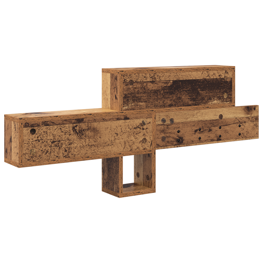 Wandgemonteerde kapstok met plank met opslag Oude hout 100 x 12 x 43.5 cm