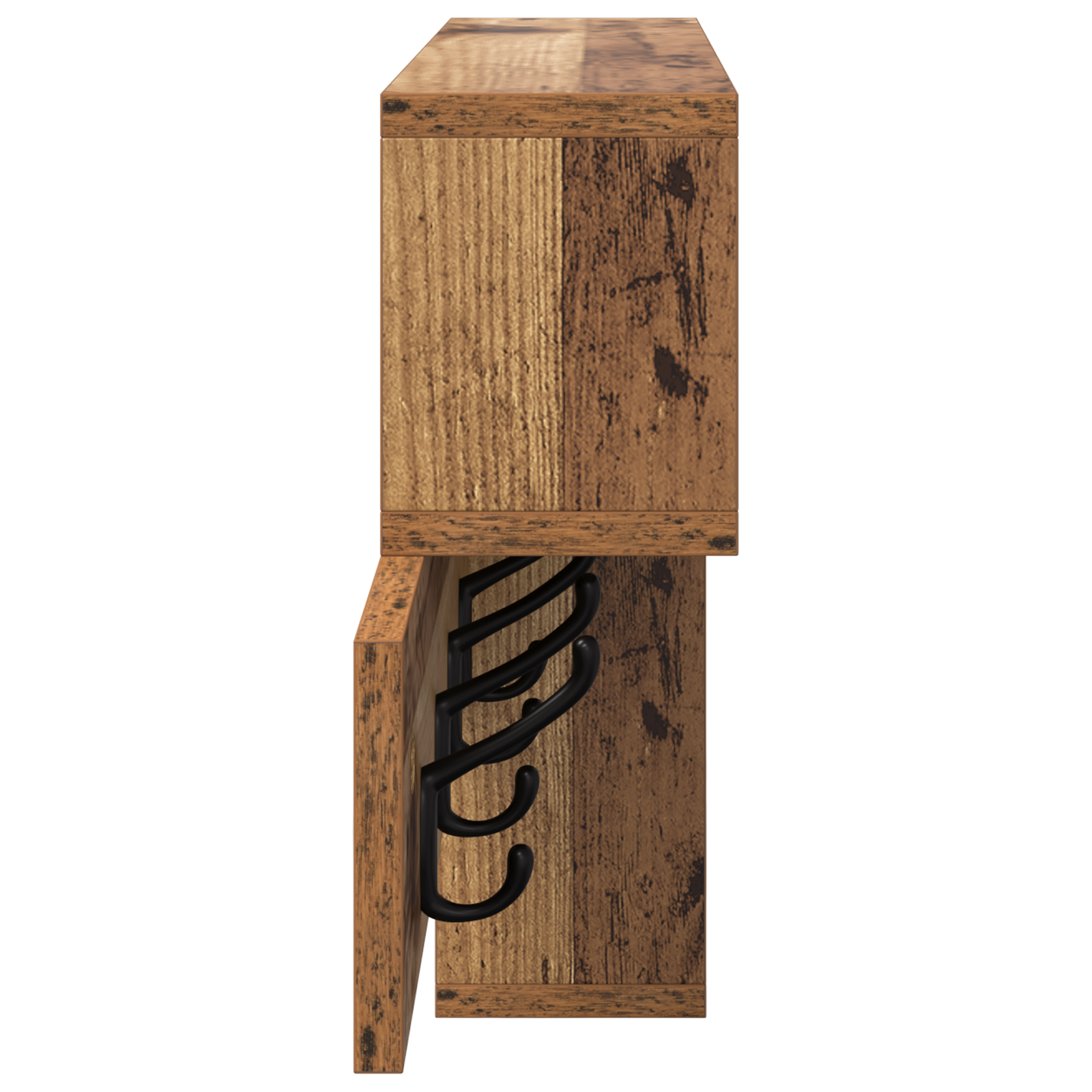 Wandgemonteerde kapstok met plank met opslag Oude hout 100 x 12 x 43.5 cm