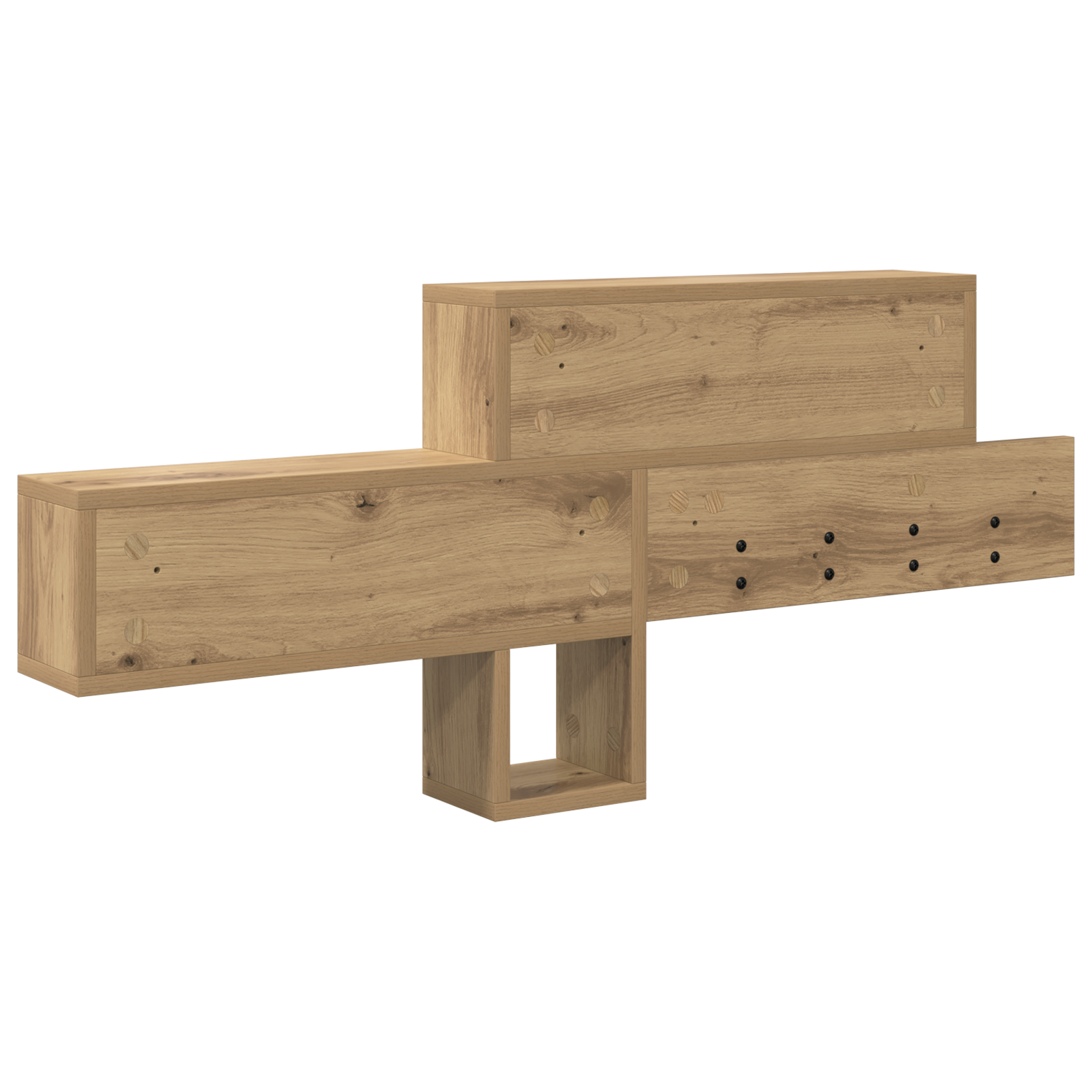 Wandgemonteerde kapstok met plank Wandgemonteerd met opslag artisanaal eikenkleurig