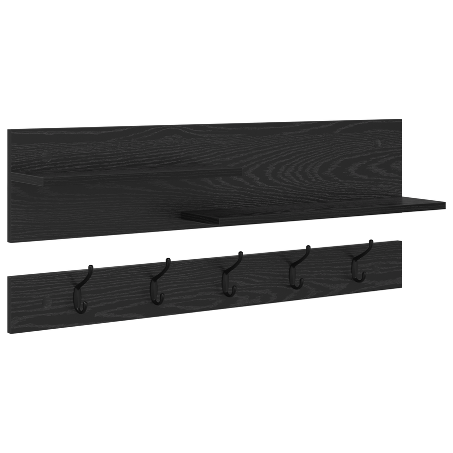 Wandgemonteerde kapstok met plank met opslag Zwart eiken 90 x 15 x 36 cm