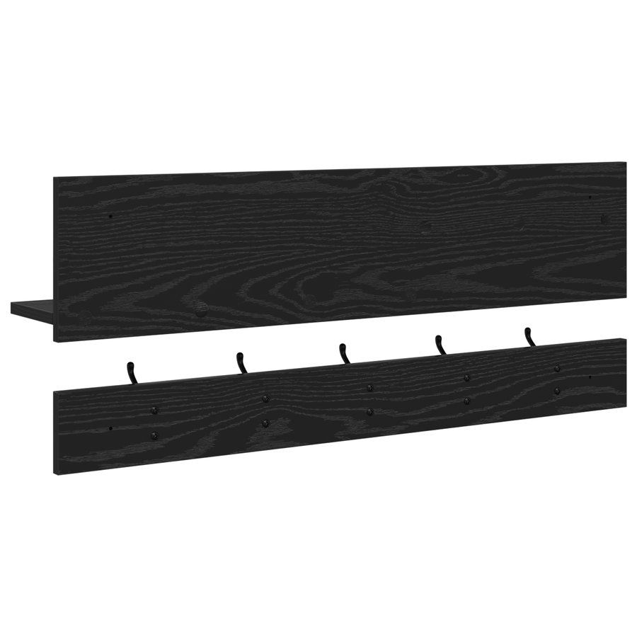 Wandgemonteerde kapstok met plank met opslag Zwart eiken 90 x 15 x 36 cm