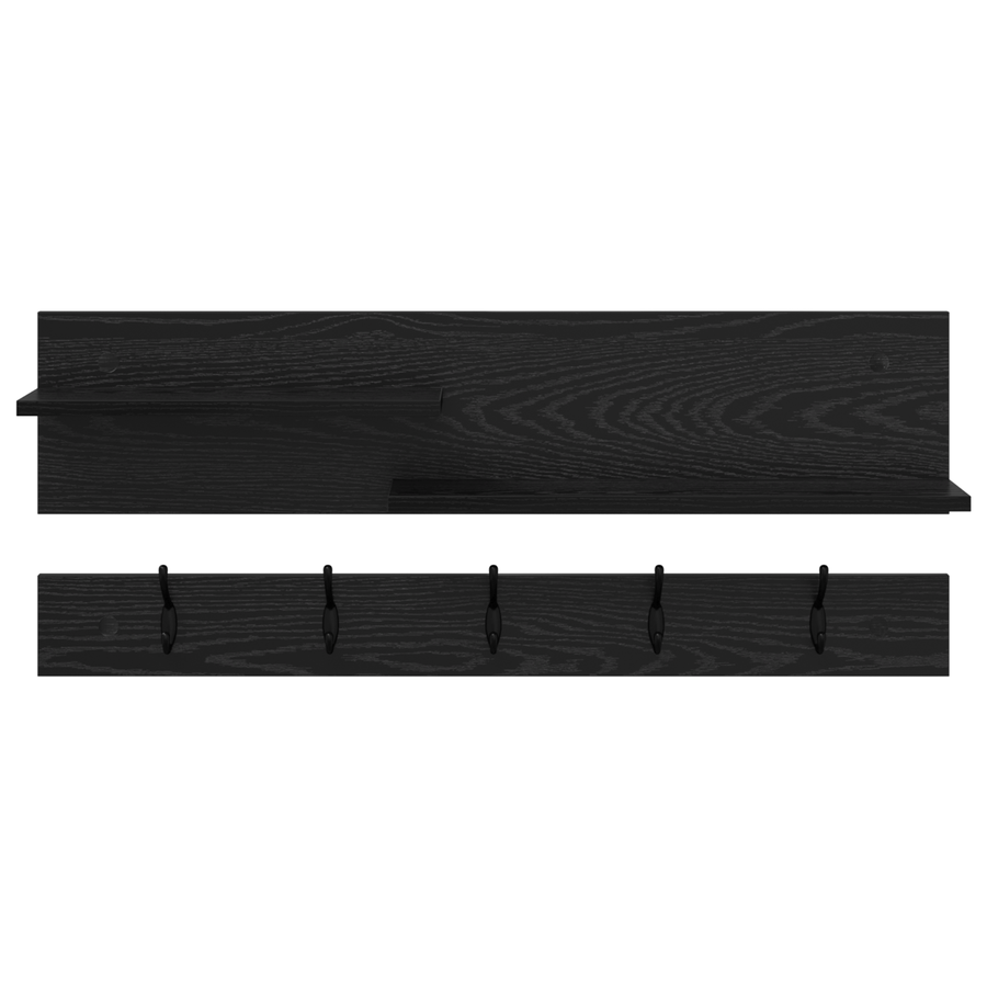 Wandgemonteerde kapstok met plank met opslag Zwart eiken 90 x 15 x 36 cm
