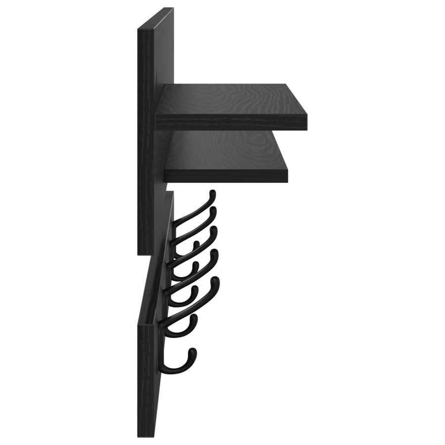 Wandgemonteerde kapstok met plank met opslag Zwart eiken 90 x 15 x 36 cm