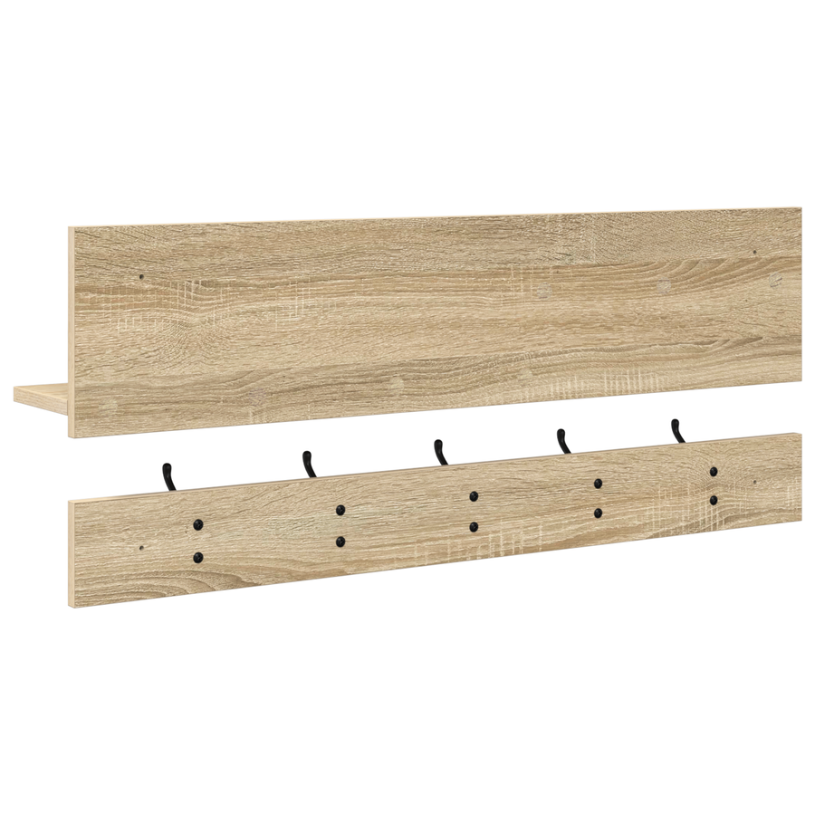Wandgemonteerde kapstok met plank met opslag Sonoma eiken 90 x 15 x 36 cm