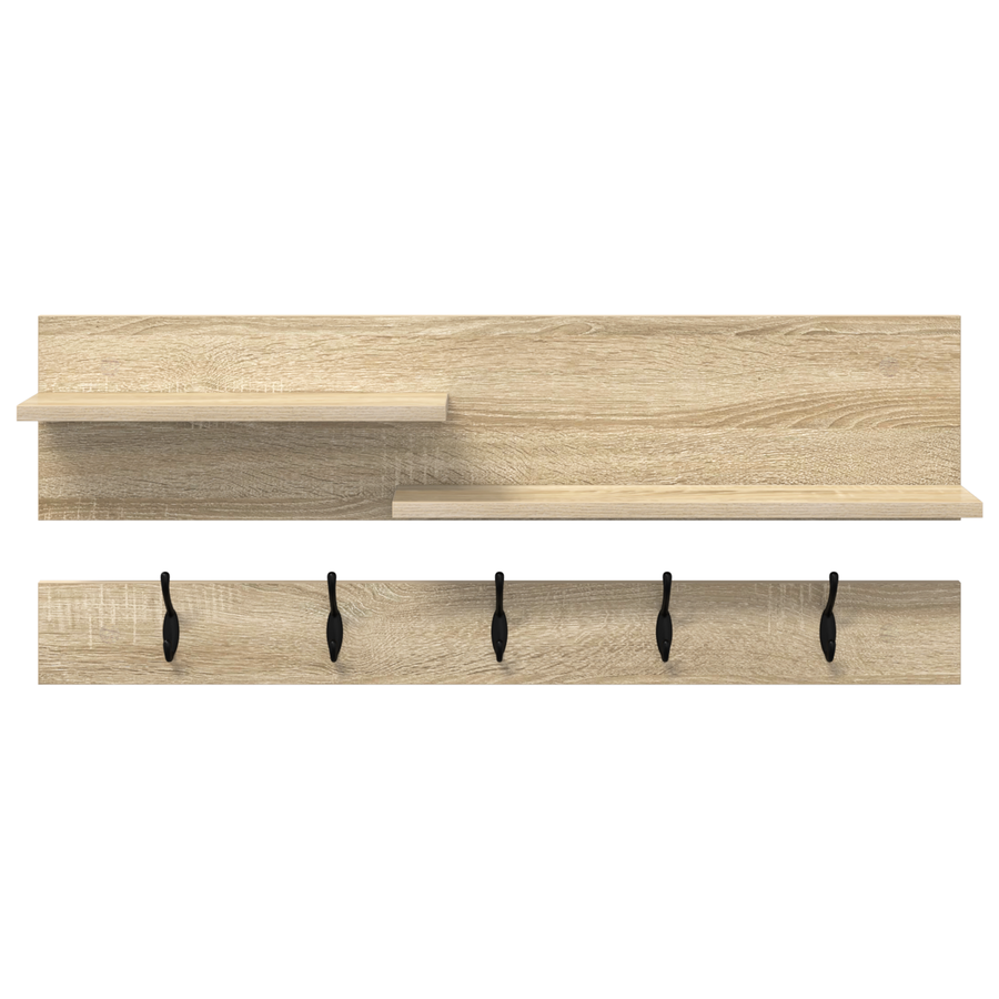 Wandgemonteerde kapstok met plank met opslag Sonoma eiken 90 x 15 x 36 cm