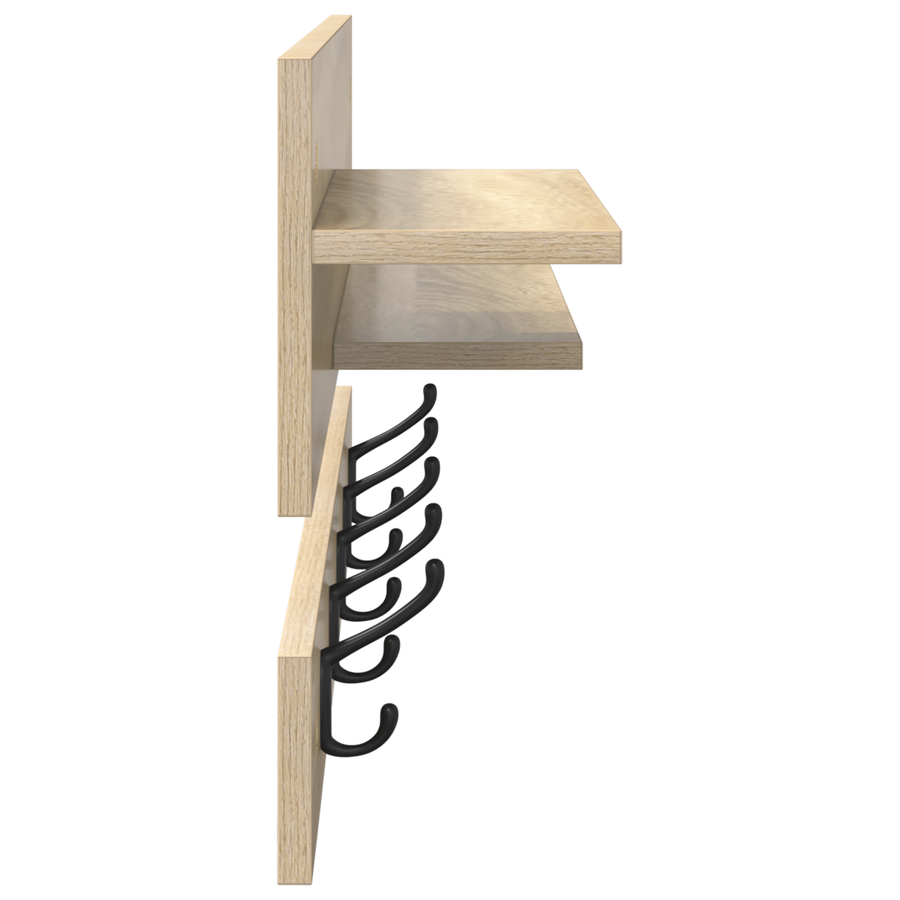 Wandgemonteerde kapstok met plank met opslag Sonoma eiken 90 x 15 x 36 cm