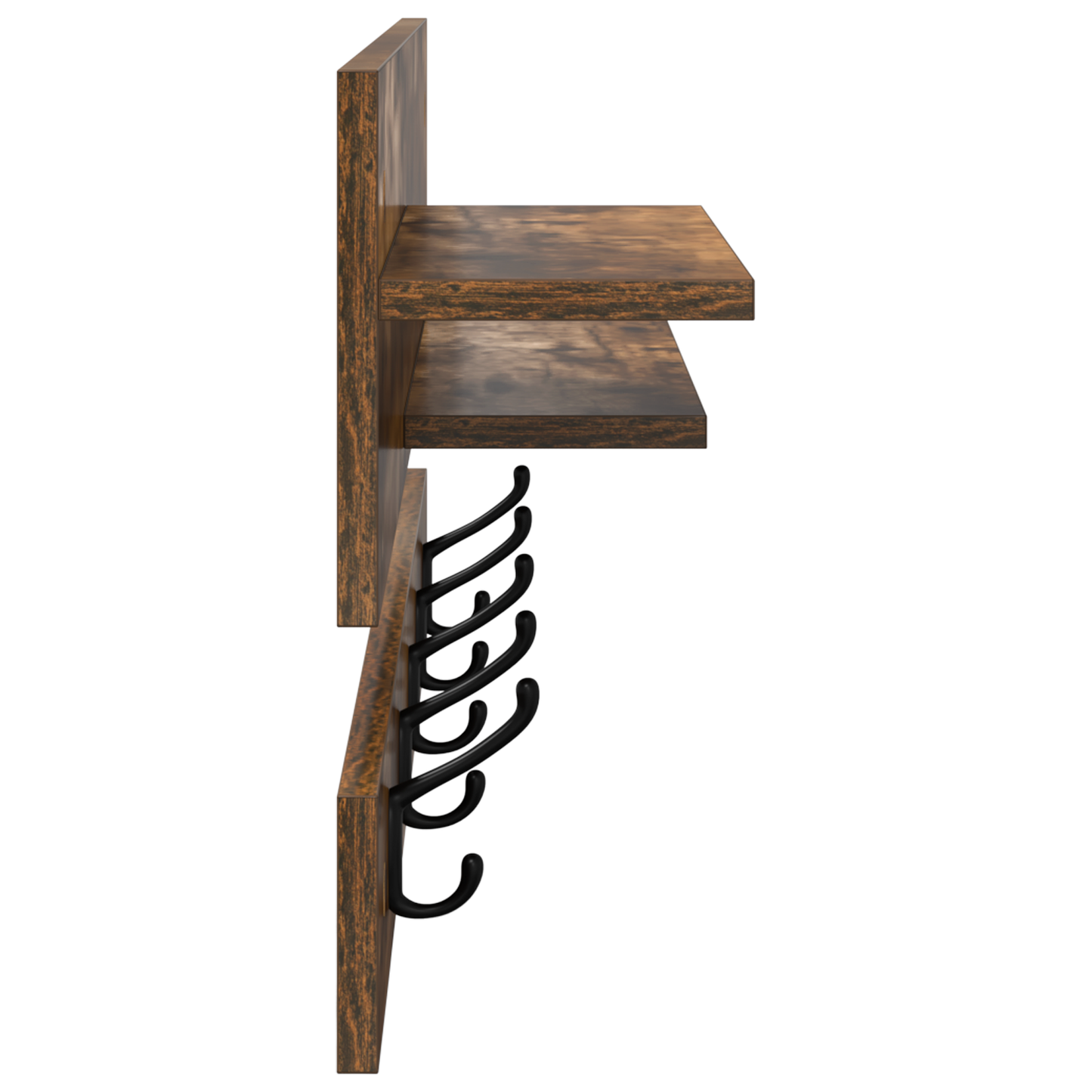 Wandgemonteerde kapstok met plank Gerookt eiken 90 x 15 x 36 cm