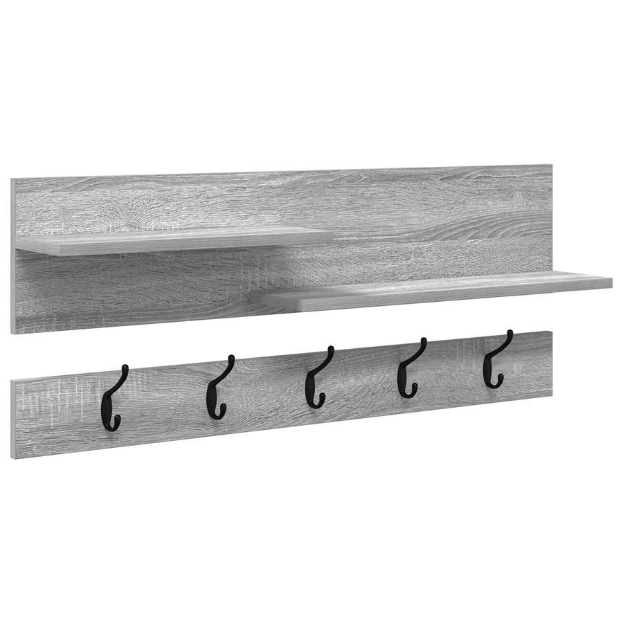 Wandgemonteerde kapstok met plank met opslag Grijs sonoma 90 x 15 x 36 cm