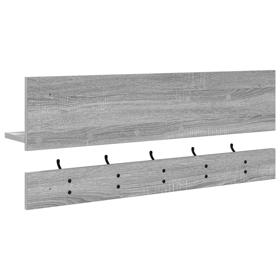 Wandgemonteerde kapstok met plank met opslag Grijs sonoma 90 x 15 x 36 cm