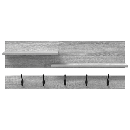 Wandgemonteerde kapstok met plank met opslag Grijs sonoma 90 x 15 x 36 cm