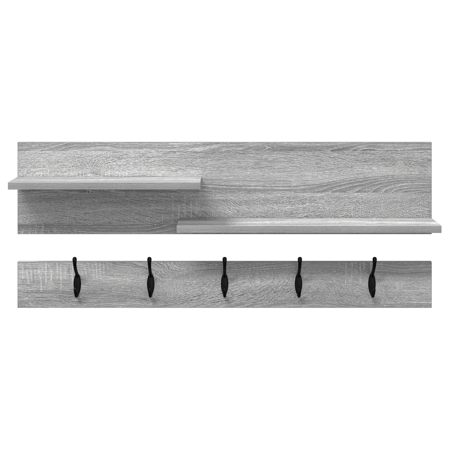 Wandgemonteerde kapstok met plank met opslag Grijs sonoma 90 x 15 x 36 cm