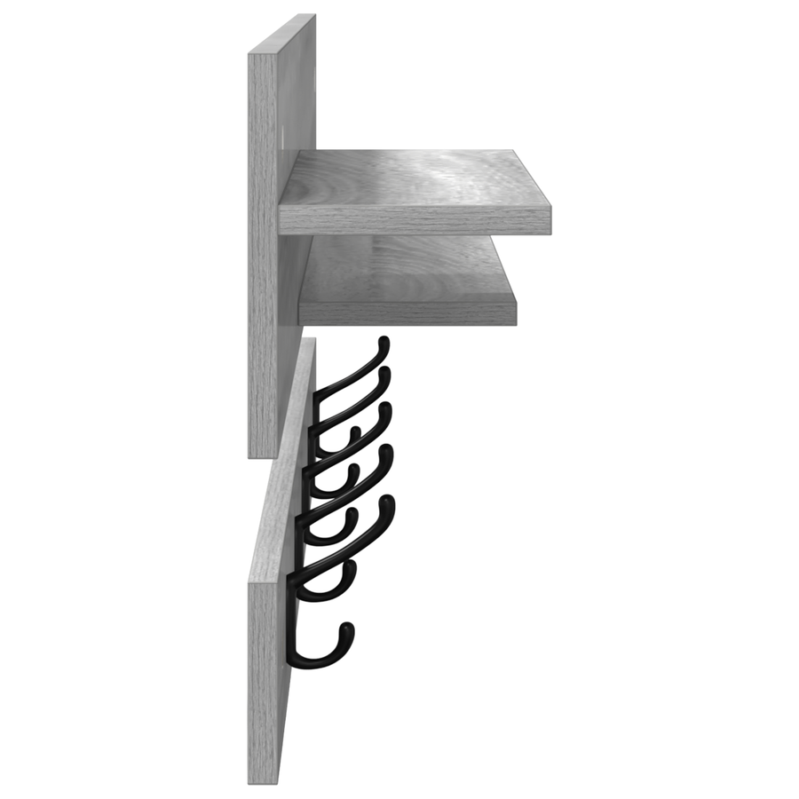 Wandgemonteerde kapstok met plank met opslag Grijs sonoma 90 x 15 x 36 cm